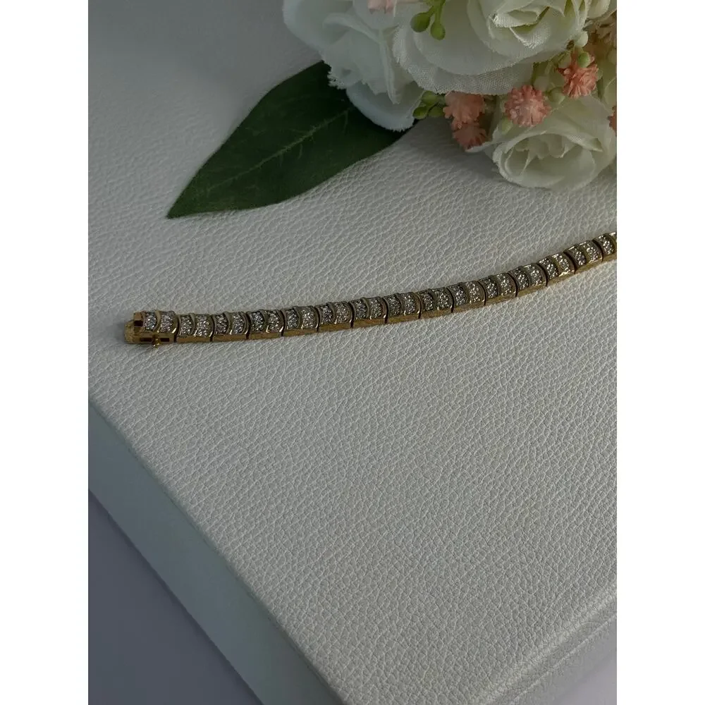 Charming 925 Sterling Silver Gold Plated Bracelet Length 8 Inch